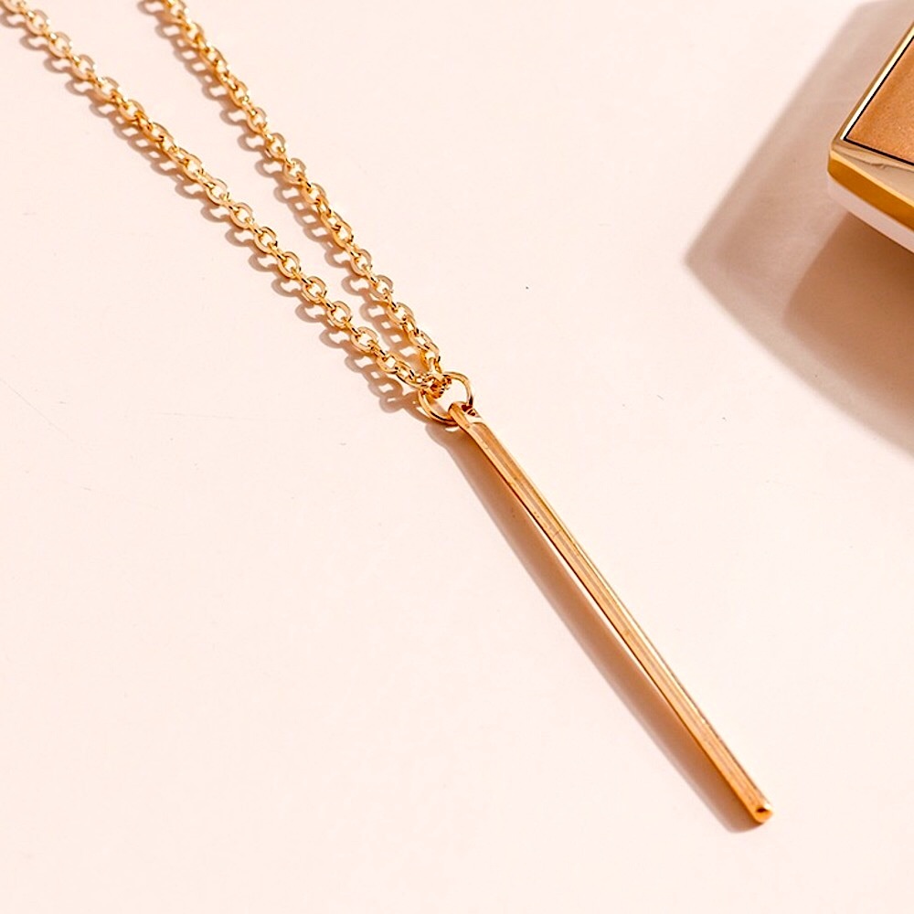 🔴𝟭𝟬/$𝟮𝟱🔴NEW Gold Bar Long Simple Necklace - Picture 7 of 13